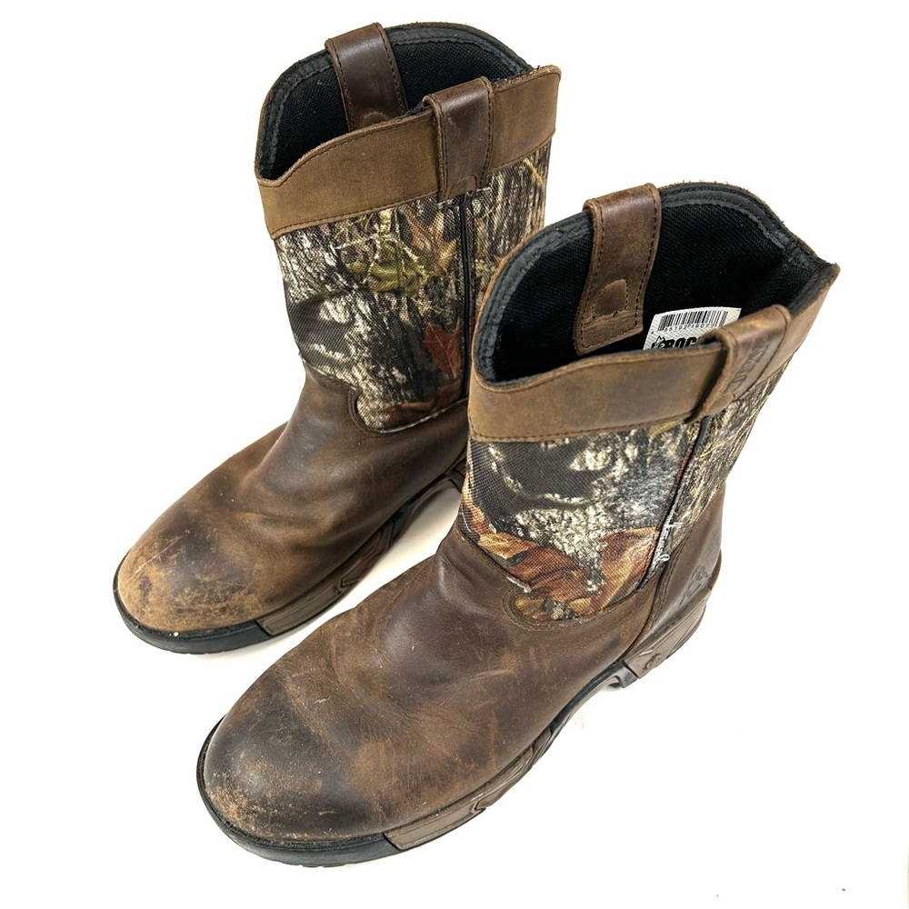 Rocky Children’s Cowboy Work Boots Size 5M Camo Round Toe Leather FQ0003639